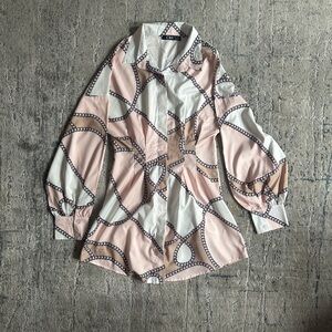 Chic Women's Pink and White Patterned Dress